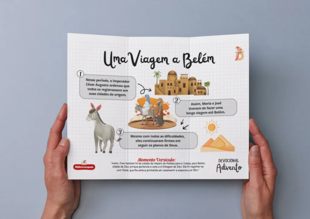 Página ilustrada do Devocional Advento sobre a viagem a Belém